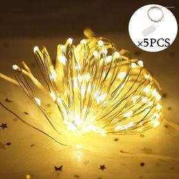 Strings Christmas Decoration For Home Fairy Light Garden Outdoor Wedding Holiday Party 5Pcs 5M LED Copper Wire String Lights