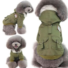 Winter Dog Clothes Faux Fur Collar Dog Coat for Small Warm Windproof Fleece Lined Puppy Jacket3378