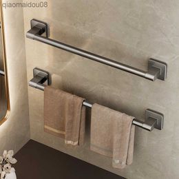 Towel Holder Self-adhesive Bathroom Towel Rack Space Aluminum No Drilling Towel Hanger Kitchen Storage Rack Bathroom Organizer L230704