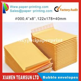 Whole-130pcs #000 122 x 178mm 4''X8 Kraft Bubble Envelope Mailers Padded Envelopes padding wrapping Bags shipp276D