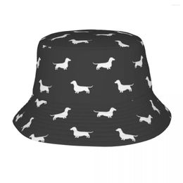 Berets Dachshund Dog Bucket Hat Spring Headwear Merch Animal Fishing Fisherman Cap For Outdoor Women Ispoti Packable