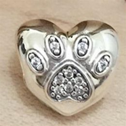 I Love My Pet Charm S925 Sterling Silver Bead with Clear Cz Fits European Pandora Jewelry Bracelets Necklaces & Pendant3075