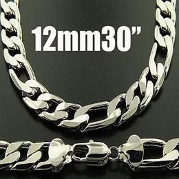 Fashion Men's Necklace 1pcs King-Size Men's Figaro Chains 925 Sliver Necklace 12mm 30inch 76cm 266n