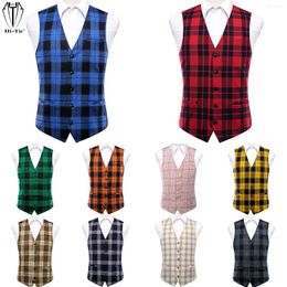 Men's Vests Hi-Tie Designer Viscose Mens Suit Vest Jacquard Striped Waistcoat Sleeveless Jacket High Quality Casual Stylish Wedding Business