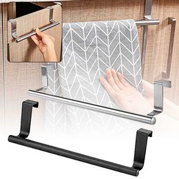 Towel Rack Over Door Towel Bar Hanging Holder Stainless Steel Bathroom Kitchen Cabinet Towel Rag Rack Shelf Hanger L230704