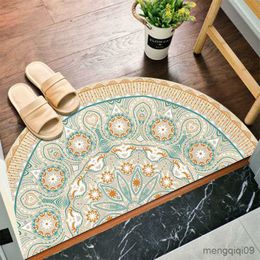 Carpets Bohemian Mat Geometric Semi-circular Doormat Anti-Slip Washable Carpets for Bedroom Bathroom Kitchen Door Rug Printed Mats R230720