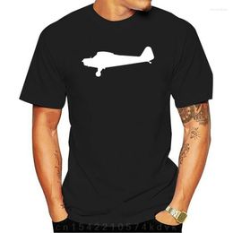 Men's T Shirts Side Piper J3 Cub Aeroplane T-Shirt Black White Cotton Aerospace Plane Shirt