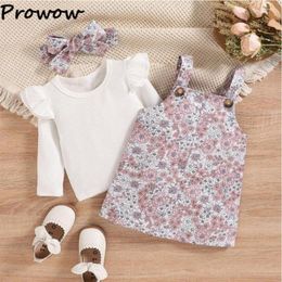 Clothing Sets Prowow 0-3Y Toddler Girls Clothes Outfit Long Sleeve White Top And Floral Suspender Dress Baby Girl