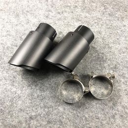 2 Pieces Matte Black Carbon Fiber Universal Akrapovic Exhaust Muffler Tips Auto Cover Styling345s