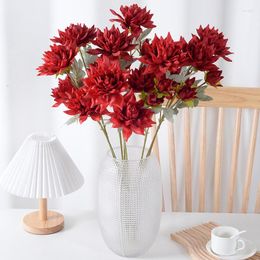 Decorative Flowers Simulated 3-head Dahlia Wedding Road Guide Flower Arrangement Ju Guanyin Pai Home Decoration