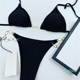 new Women19ss Full Pattern Designer Swimwear Three-point Swimsuit Women Summer Two-Piece Bathing Bikini Suits 4 Styles274N