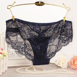 Women's Panties Fashion Sexy Underwear Women Ultra Thin Lace Low-rise Underpants Transparent Seamless Briefs Lady Big Size Li2353