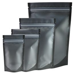 Assorted Size Matte Black Storage Bags Clear Front Stand Up Pouches Eco Aluminium Foil Mylar Bags171g