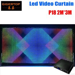 P18 2M 3M LED Video Curtain Fast Ship LED Vision Curtain With Professional Line PC SD Controller For DJ Backdrops LCD Display3395