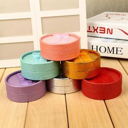 24Pcs Round Paper Jewerly Display Castes Ring Earring Pendant Necklace Ribbon Set Storage Organizer Package Gift Box 8 3 5cm223I