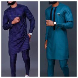 Men's Tracksuits African Male 2piece Set Printed Long Sleeve Top Trousers Pants Ethnic Style Casual Wedding Gentleman Men's Suit Outfits clothing 230719