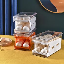 Storage Bottles Slide Type Egg Box Double Layer With Cover Automatic Filling Kitchen Food Grade Crisper Can Be Stacked