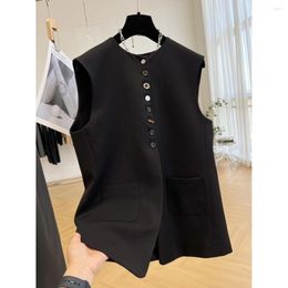 Women's Vests Solid V Neck Vest For Women 2023 Fashion Spring Summer Office Lady Coat Chic Casual Single Breasted Suit Waistcoat M520