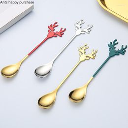 Spoons Stainless Steel Dessert Spoon Tea Coffee 4-piece Set Elk Mixing Kitchen Accessories Decorated Tableware Tiny