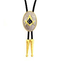 Bolo Ties New BOLO TIE Trendy Man Masonic Golden Letter G Necktie Retro Cord Personality Men's Tie Banquet Party Accessories Jewelry Gifts HKD230719