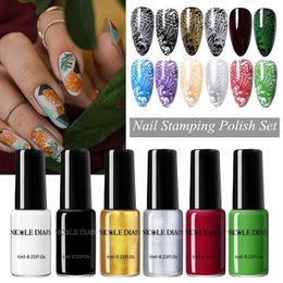 Nail Polish NICOLE DIARY 6ml nail art press polishing set black and white printing varnish polish DIY designed for pressing plate nails 230719