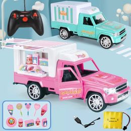 Electric RC Car Mini RC Dessert Cart Sound And Light Model Electric Play House Toy Truck Vehicle Simulation Gifts Toys for children 230719