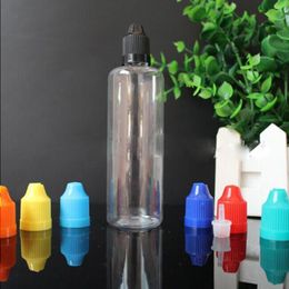 200Pcs/Lot 100ml ELiquid Bottles Plastic Dropper PET Empty E Juice Bottle with Colorful ChildProof Lids Thin Dropper Tips Gihga