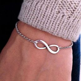 New Arrivals Korean Fashion Simple Metal 8 Infinity Charm Bracelets For Women & Men Jewelry Summer Style Beach256M