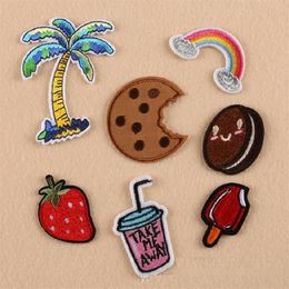 Iron On Patches DIY Embroidered Patch sticker For Clothing clothes Fabric Badges Sewing strawberry cookie tree design247N