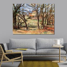 Large Abstract Canvas Art House Behind Trees on the Road to Tholonet Paul Cezanne Hand Painted Oil Painting Modern Home Decor