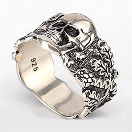 Skull Ring for Men 925 Sterling Silver Skeleton Walking Evil Demon Vintage Punk Rock Cool Skull Ring for Men Fashion Jewelry262S