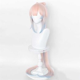 Game Genshin Impact Kokomi Cosplay Wig Long Light Pink Blue Heat Resistant Synthetic Hair s Cap Y0913256c