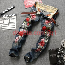 Fashion Mens Jeans Luxury European and American Style Cotton Blend Long Straight Colour NO 1 8 Size Embroidery Zipper Fly250j