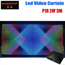 P18 2M 3M LED Video Curtain Fast Ship LED Vision Curtain With Professional Line PC SD Controller For DJ Backdrops LCD Display1875