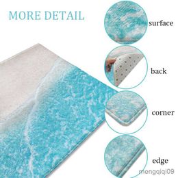 Carpets 3D Floor Mat Rugs Kitchen Beach Waves Runner Carpet Kitchen Washable Non-slip Living Room Carpet Marine Bath Mat Absorbent R230720