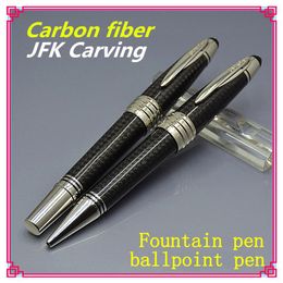 Luxury Carbon Fountain Pen Great Characters Series JOHN F KENNEDY Special Edition JFK Clip Roller Ball Ballpoint Pens With Gift Bo229J