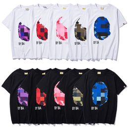 Herren-T-Shirt-Designer-T-Shirts mit Hai-Fake-Reißverschluss und Affen-Musterdruck-T-Shirt, grafische T-Shirts, buntes Damen-T-Shirt, Batik-Shirt, Shorts, Ärmel, Baumwollkleidung