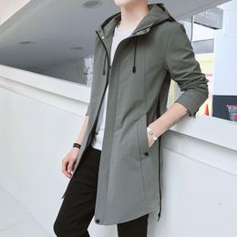 Men's Trench Coats High Quality Spring Men Coat Business Jacket Autumn Casual Fashion Middle Length Windbreaker Brand Clothing W66