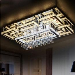 Luxury Modern LED Crystal Ceiling Light Square Ceiling Lamp K9 Crystal Ceiling Chandeliers for Living Room Bedroom Restaurant Ligh230e