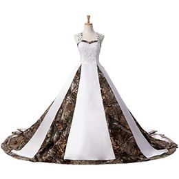 2021 In Stock Camouflage Wedding Dresses Beads Lace Up Camo Party Dress Bridal Gowns 2-16 Q022936