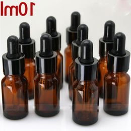 Wholesale Amber 10ml Glass Dropper Bottles For Ejuice With Black Rubber Top 10 ml E Liquid Glass Bottle Psdkv