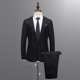 Men's Slim Button Suit Pure Color Dress Blazer Host Show Jacket Coat & Pant #4D26 Suits Blazers273v
