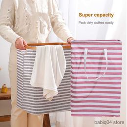 Storage Baskets Laundry Basket Canvas Clothes Storage Bag Portable Washing Bin with Handle R230720