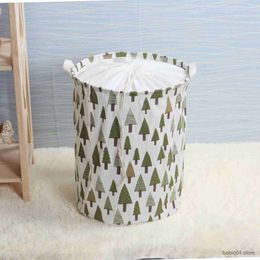 Storage Baskets New Fashion Print Laundry Basket with Drawstring Lining Portable Foldable Storage Bag Hamper for Kids Toys Dirty Clothes Basket R230720