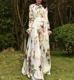 Basic Casual Dresses Floral Printed Maxi Dress Women's Sundress Abaya Dubai Hijab Chiffon Muslim Dresses African Turkey Islam Kaftan Robe 230719