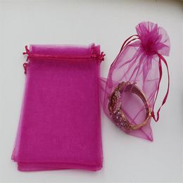 100pcs Rose Red Organza Jewelry Gift Pouch Bags For Wedding favors beads jewelry 7x9cm 9X11cm 13 x 18 17x23cm 20x30cm 3162758