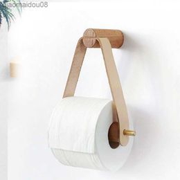 Retro Kitchen Vertical Paper Towel Rack Bathroom Toilet Wooden Pure Copper Wall Paper Roll Holder Perforated Kitchen Napkin Rack L230704
