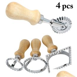 Baking Pastry Tools Ravioli Stamp Classical Cutter Maker Wood Handle Pasta Mold Tool Dough Slicer Cookie Drop Delivery Home Garden Dhcfn
