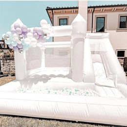 Commercial Kid slide Jumping Party White Inflatable Wedding Bounce House With Ball Pits Bouncy Castle jumper Houses For Outdoor fu278x