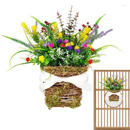 Decorative Flowers Artificial Buttercup Front Door Hanger Basket Wreath Plants Wall Decor For Party Home Decorations